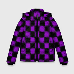 Зимняя куртка для мальчика Фиолетовый черный узор Шахматка