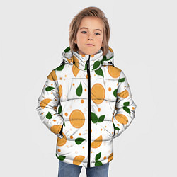 Куртка зимняя для мальчика Апельсины с листьями, цвет: 3D-черный — фото 2