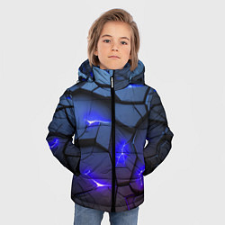 Куртка зимняя для мальчика Светящаяся синяя лава, цвет: 3D-черный — фото 2