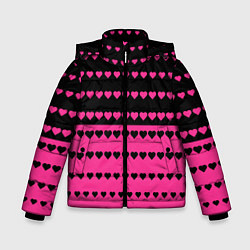 Зимняя куртка для мальчика Черные и розовые сердца узор