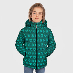 Куртка зимняя для мальчика Паттерн элементали под анемо, цвет: 3D-красный — фото 2