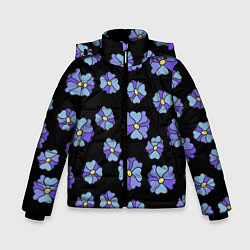 Зимняя куртка для мальчика Дудл цветы на черном - паттерн