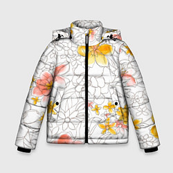 Зимняя куртка для мальчика Нарисованный цветы - светлый