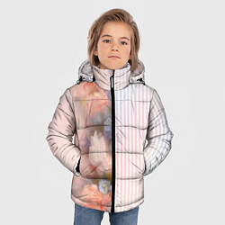 Куртка зимняя для мальчика Цветы за стеклом - полосы с градиентом, цвет: 3D-черный — фото 2