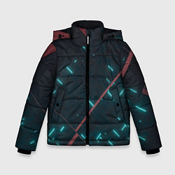 Куртка зимняя для мальчика Неоновые линии в полной темноте, цвет: 3D-черный