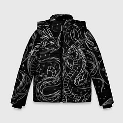 Куртка зимняя для мальчика Дракон - унесенные призраками: тату на черном, цвет: 3D-черный