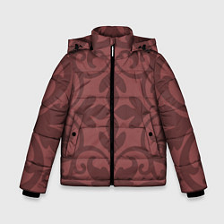 Куртка зимняя для мальчика Красивые узоры на красном, цвет: 3D-светло-серый