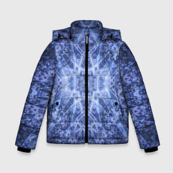 Куртка зимняя для мальчика Ледяные линии на синем цвете, цвет: 3D-светло-серый