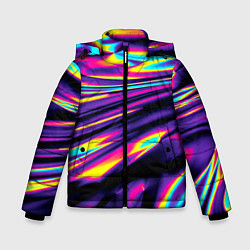 Куртка зимняя для мальчика Неоновые разводы цветных красок, цвет: 3D-светло-серый