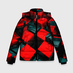 Куртка зимняя для мальчика Кубы геометрии красный и чёрный, цвет: 3D-черный