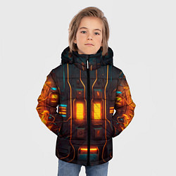 Куртка зимняя для мальчика Паттерн в стиле киберпанк, цвет: 3D-красный — фото 2