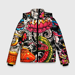 Зимняя куртка для мальчика Иредзуми: цветущий лотос