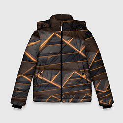 Куртка зимняя для мальчика Объёмные оранжевые линии и серые фигуры, цвет: 3D-черный