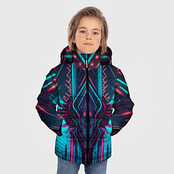 Куртка зимняя для мальчика Кибернетический узор дракона, цвет: 3D-черный — фото 2