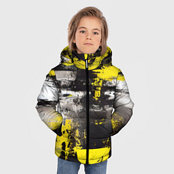 Куртка зимняя для мальчика Черно-желтая абстракция, нейросеть, цвет: 3D-черный — фото 2