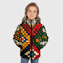 Куртка зимняя для мальчика Русский узор крестиком, цвет: 3D-светло-серый — фото 2