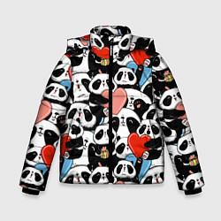 Куртка зимняя для мальчика Панды с сердечками, цвет: 3D-черный