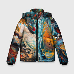 Куртка зимняя для мальчика Яркие разводы краски, цвет: 3D-черный