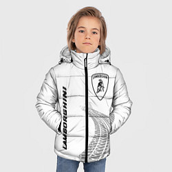Куртка зимняя для мальчика Lamborghini speed на светлом фоне со следами шин:, цвет: 3D-черный — фото 2