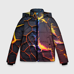 Куртка зимняя для мальчика Подорванные неоновые плиты, цвет: 3D-красный