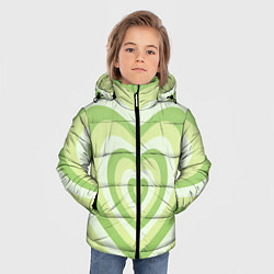 Куртка зимняя для мальчика Зеленые сердца - индикид паттерн, цвет: 3D-черный — фото 2