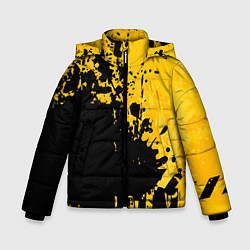 Зимняя куртка для мальчика Пятна черной краски на желтом фоне