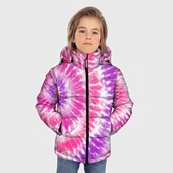 Куртка зимняя для мальчика Тай-дай розовый с фиолетовым, цвет: 3D-светло-серый — фото 2
