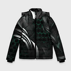 Зимняя куртка для мальчика Объемные бирюзовые плиты и черные линии