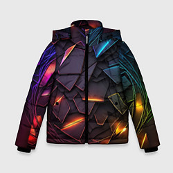 Куртка зимняя для мальчика Яркие неоновые объекты, цвет: 3D-красный
