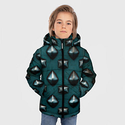 Куртка зимняя для мальчика Зелёная шипованная броня, цвет: 3D-красный — фото 2