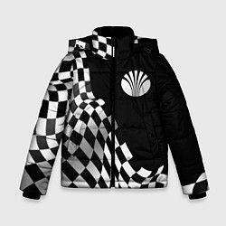 Куртка зимняя для мальчика Daewoo racing flag, цвет: 3D-черный