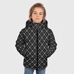 Куртка зимняя для мальчика Черно-белый узор в косую клетку, цвет: 3D-светло-серый — фото 2