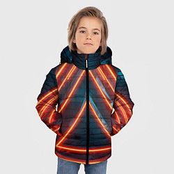 Куртка зимняя для мальчика Треугольные неоновые линии, цвет: 3D-черный — фото 2