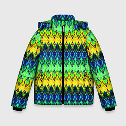 Зимняя куртка для мальчика Разноцветный желто-синий геометрический орнамент