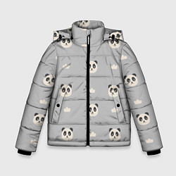 Куртка зимняя для мальчика Пандочки и облачка - паттерн серый, цвет: 3D-светло-серый