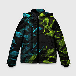 Зимняя куртка для мальчика Зеленые и синие абстрактные листья