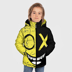 Куртка зимняя для мальчика Смайлик с улыбкой, цвет: 3D-черный — фото 2