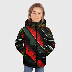 Куртка зимняя для мальчика Черные плашки на красном фоне, цвет: 3D-черный — фото 2