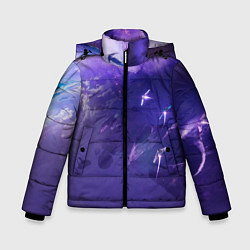 Куртка зимняя для мальчика Фиолетовый необъятный космос, цвет: 3D-светло-серый