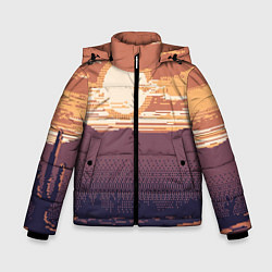 Куртка зимняя для мальчика Пиксельный пейзаж пустыни, цвет: 3D-черный