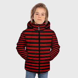 Куртка зимняя для мальчика Темно-красные полосы, цвет: 3D-черный — фото 2