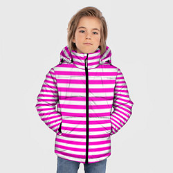 Куртка зимняя для мальчика Ярко-розовые полосы, цвет: 3D-светло-серый — фото 2