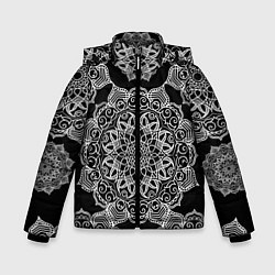 Куртка зимняя для мальчика Мандала на черном фоне, цвет: 3D-черный