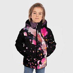 Куртка зимняя для мальчика Вихрь розовых лепестков, цвет: 3D-черный — фото 2