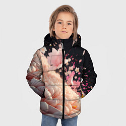 Куртка зимняя для мальчика Множество розовых цветов, цвет: 3D-черный — фото 2