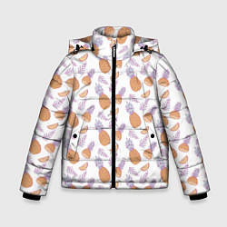 Куртка зимняя для мальчика Ананасы паттерн, цвет: 3D-светло-серый