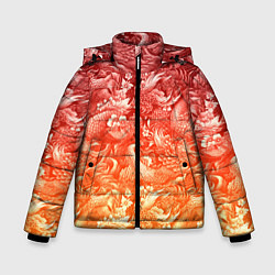 Куртка зимняя для мальчика Огненная татуировка с элементами дракона, цвет: 3D-черный