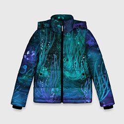 Куртка зимняя для мальчика Абстракция: неоновые огни подводного мира, цвет: 3D-красный