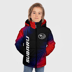 Куртка зимняя для мальчика Subaru красный карбон, цвет: 3D-черный — фото 2