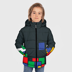 Куртка зимняя для мальчика Падающий блок тетрис, цвет: 3D-черный — фото 2